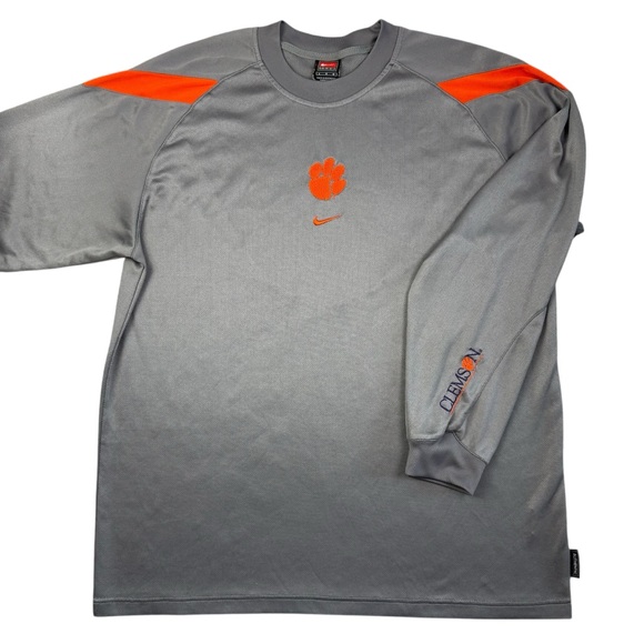 Nike Clemson Tigers Center Swoosh Gray Pullover Crewneck Sweatshirt Jacket sz. L - Picture 1 of 13